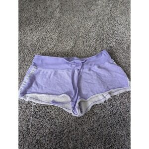 Derek Heart Purple Heathered French Terry Raw Hem Lounge Shorts Womens Medium